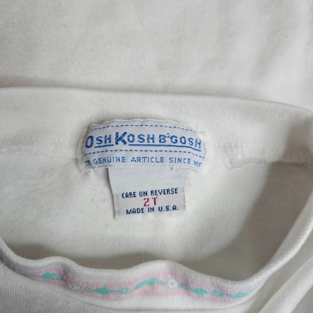 Vintage OshKosh Bgosh Toddler Girls White Puff Sleeve T-Shirt Lot 3 24M 2T USA
